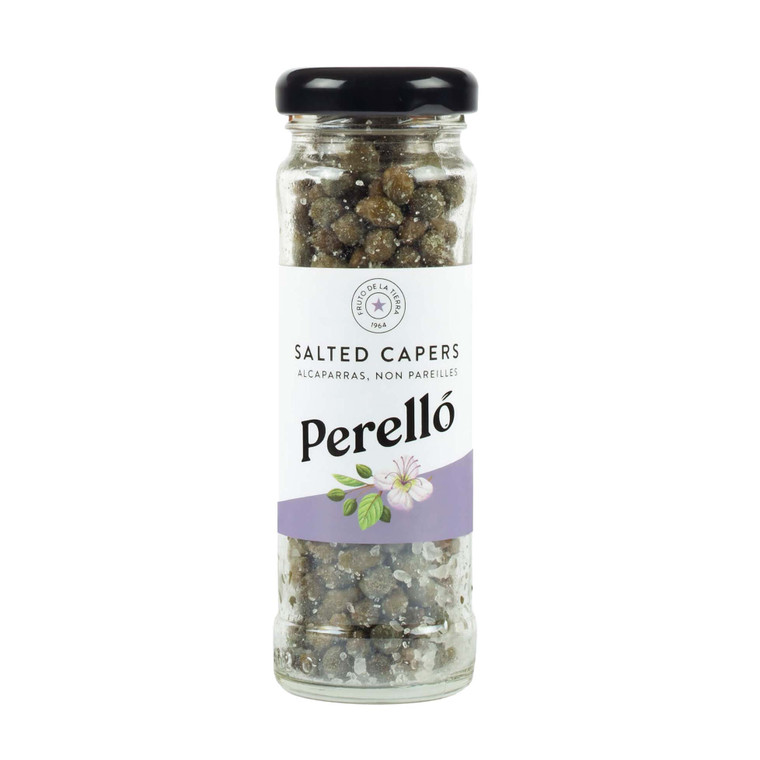 Perello Capers in Salt 75g. Non-pareil capers with a sharp, tangy flavour, ideal for sauces, salads and fish dishes.