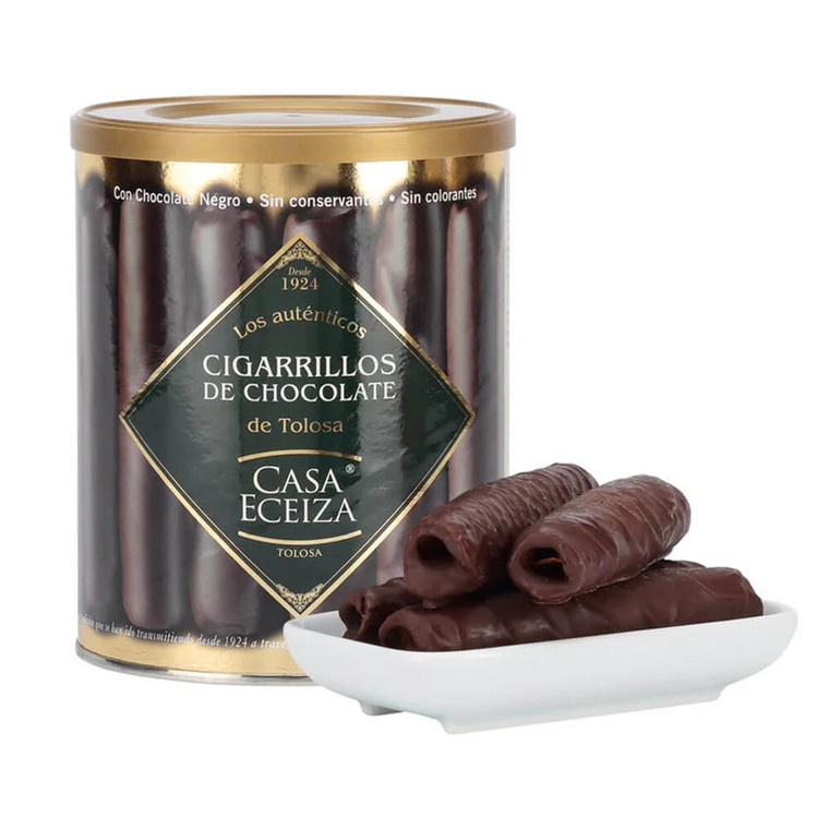 Chocolate Cigarrillos Biscuits 200g, crisp rolled wafer biscuits with rich chocolate. Perfect with coffee or for simple desserts and sweet treats.