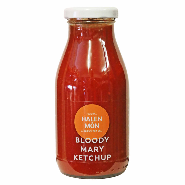 Halen Mon Bloody Mary Ketchup 250g combines tomato, vodka and warming spices for a rich savoury ketchup with a lively kick.