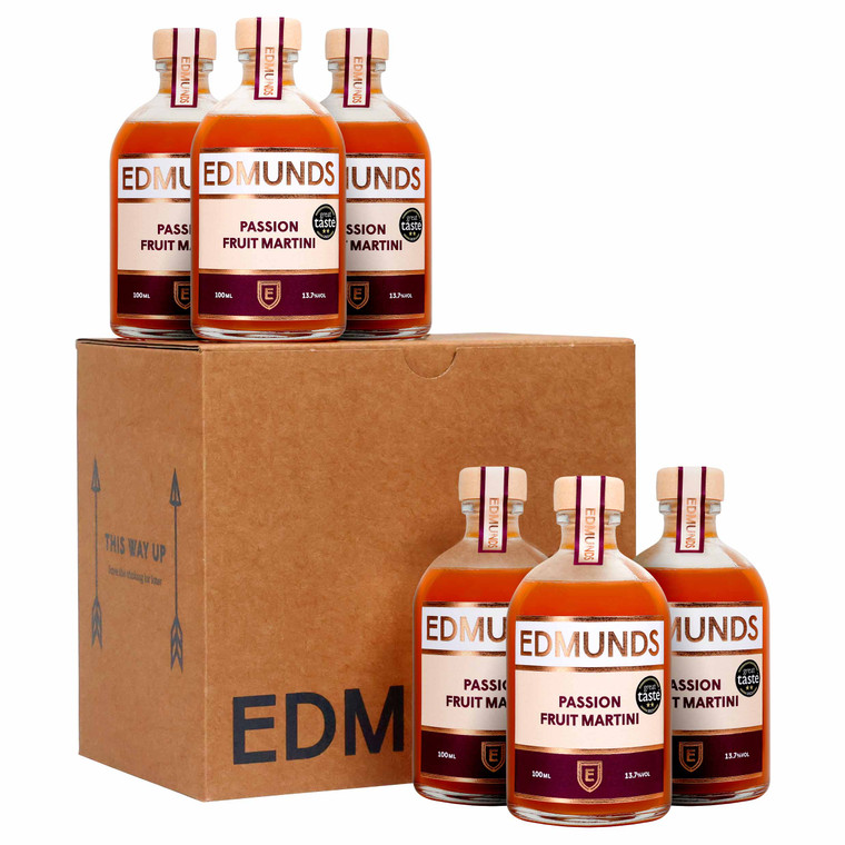 Buy Edmunds Cocktails Passion Fruit Martini 6 x 100ml, made with Sapling Vodka and passion fruit for a smooth ready-to-shake tropical cocktail.