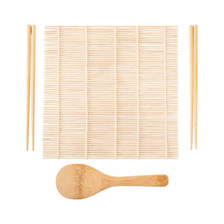 Buy the KitchenCraft World of Flavours 4pc Sushi Making Set online at i4C. Includes a bamboo rolling mat, rice paddle and chopsticks for homemade sushi.