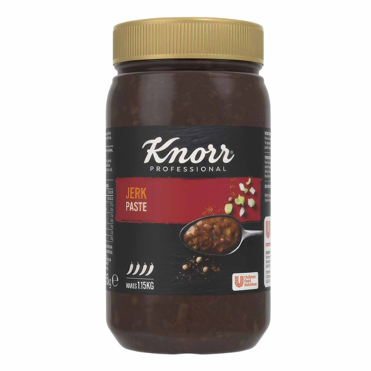 Buy Knorr Professional Jerk Paste 1.15kg for authentic Caribbean flavour. A ready-to-use jerk seasoning paste ideal for marinades, glazes and sauces.