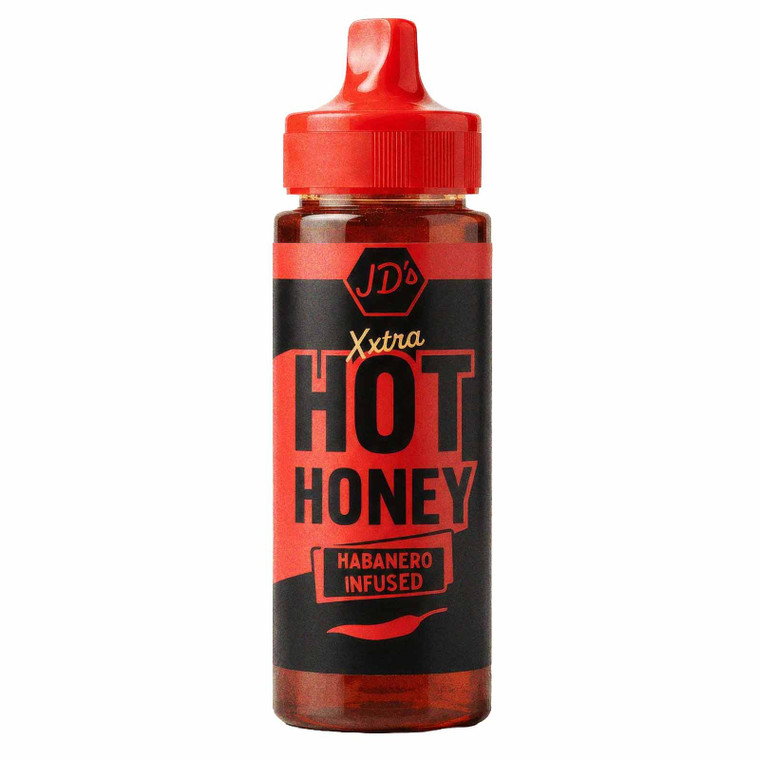 Buy JD's Xxtra Hot Honey 260g online at i4C. Fiery habanero-infused honey for pizza, barbecue, tacos, fried chicken and grilled meats.