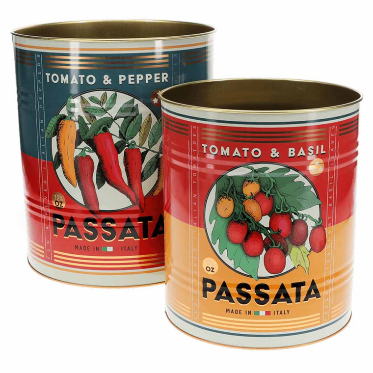 Shop Rex London Retro Passata XL Storage Tins Set of 2 at i4C. Extra-large vintage Italian-inspired metal tins for kitchen and household organisation.