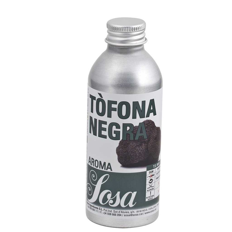 Sosa Aroma Black Truffle (Tòfona Negra) 50g in a silver aluminium bottle with green and white label.