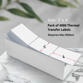 Thermal Transfer 3" x 4" White Matte Paper Labels Fanfolded 4000/Carton