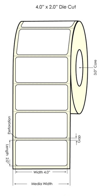 LX810 4"x2" White High Gloss Labels, 1,250 Labels/roll - 74805