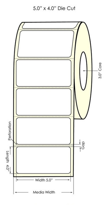 LX810 5"x4" White High Gloss Labels, 625 Labels/roll - 74808