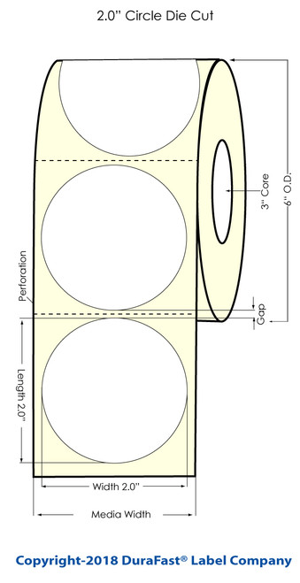 Inkjet 2" Circle Chemical Label 1000/Roll (556002)