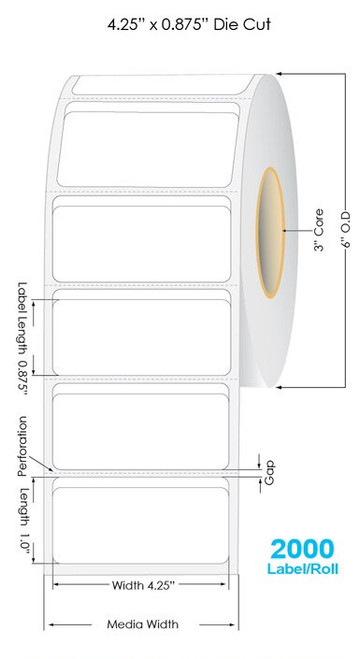 Inkjet 4.25" x 0.875" Chemical Label 2000/Roll (556035)