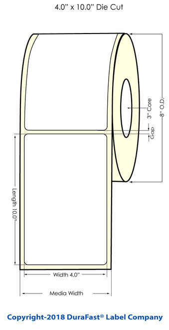 Inkjet 4" x 10" (8" OD) Chemical Label 525/Roll (556049)