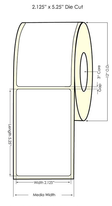 Inkjet 2.125" x 5.25" (11" OD) Chemical Label 2000/Roll (556052)