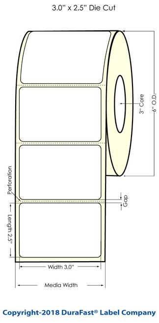 Inkjet 3" x 2.5" Chemical Label 750/Roll (564004)