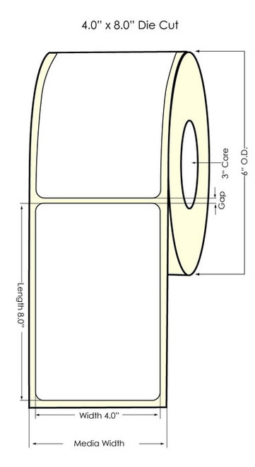 Inkjet 4" x 8" NP High Gloss Paper Label 325/Roll (641013)