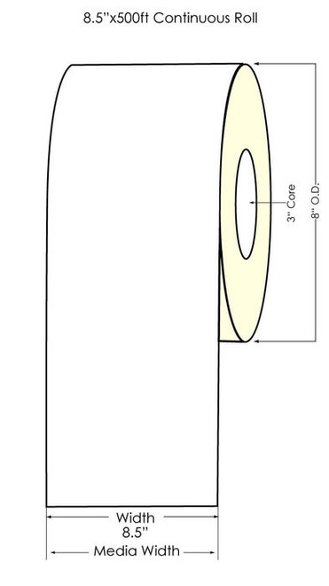 Inkjet 8.5" x 500ft Matte Paper Label Roll (642050)