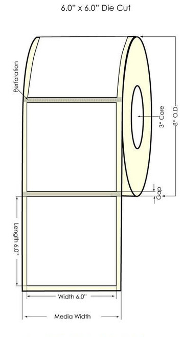 Inkjet 6" x 6" (8" OD) Clear Polyester Label 950/Roll (644004)