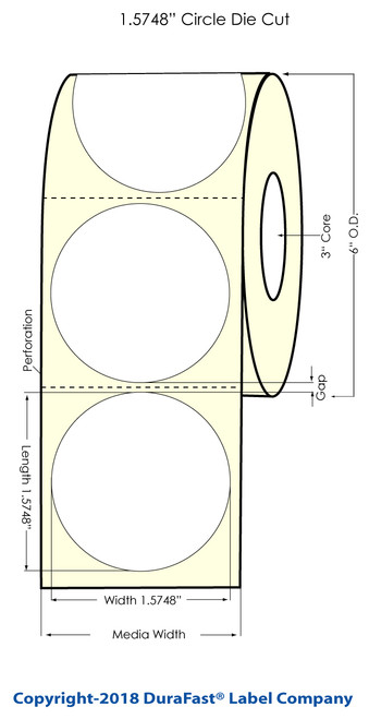 Inkjet 1.5748" Circle Glossy BOPP Labels 900/Roll (924015)