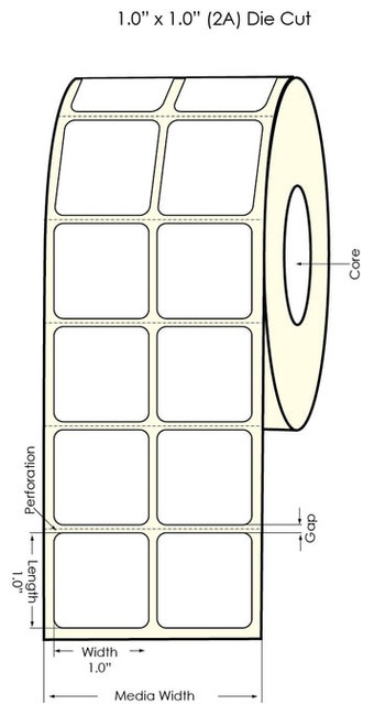 Inkjet 1" x 1" (2A) Clear Polyester Label 3550/Roll (936001)