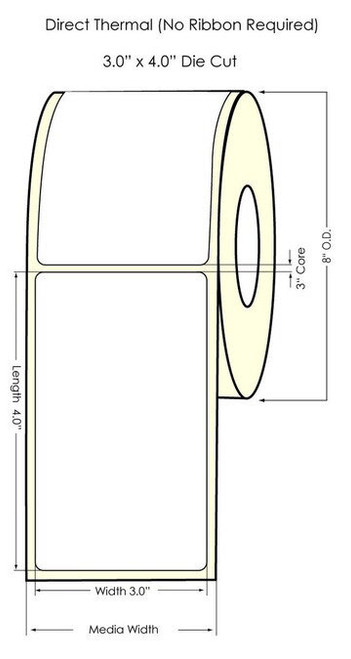 Direct Thermal White 3" x 4" (1UP) 1400 Labels/Roll Sold by Durafast Label Company