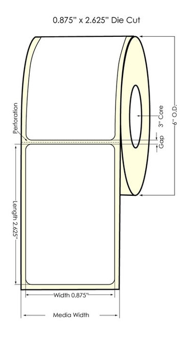 Primera LX810 0.875"x2.625" High Gloss Polypropylene BOPP Labels 951001