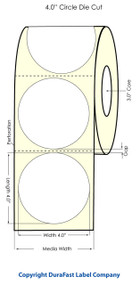 C6500 4" Circle High Gloss Paper Labels 600/Roll