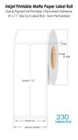 C6500 8"x11" NP Matte Paper Labels 230/Roll 3" Core, 6" OD