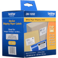 Brother DK-1202 White Shipping Paper Labels (300 Labels) - 2.4" x 3.9"