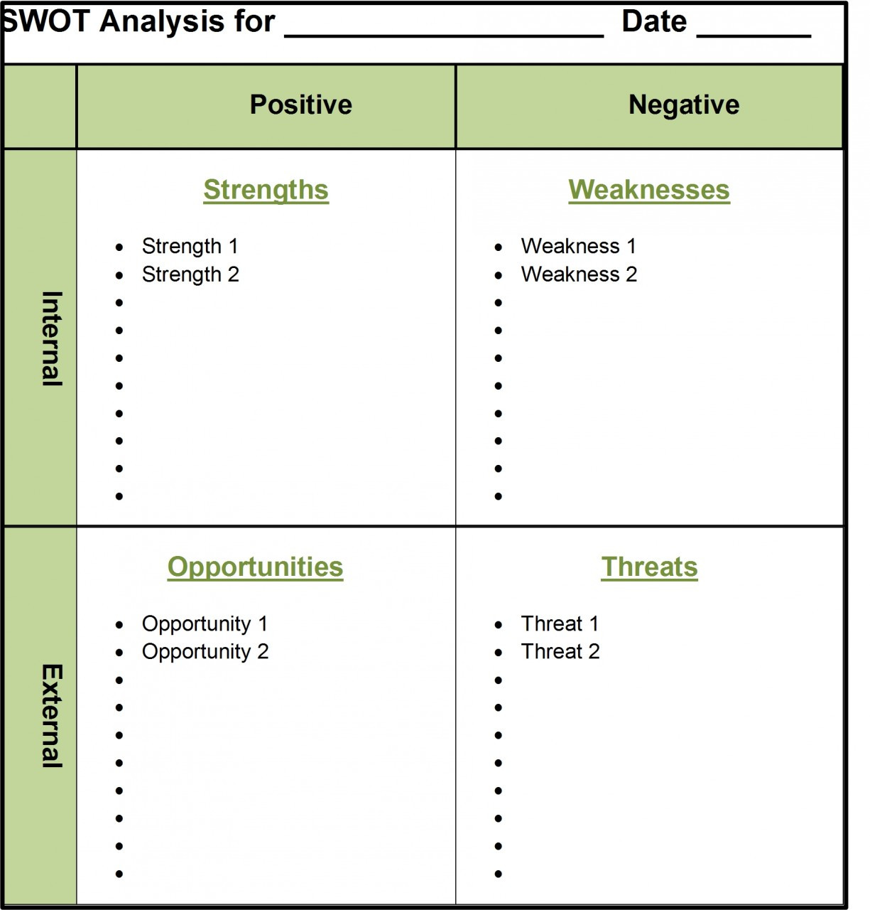 Swot Table Template Word