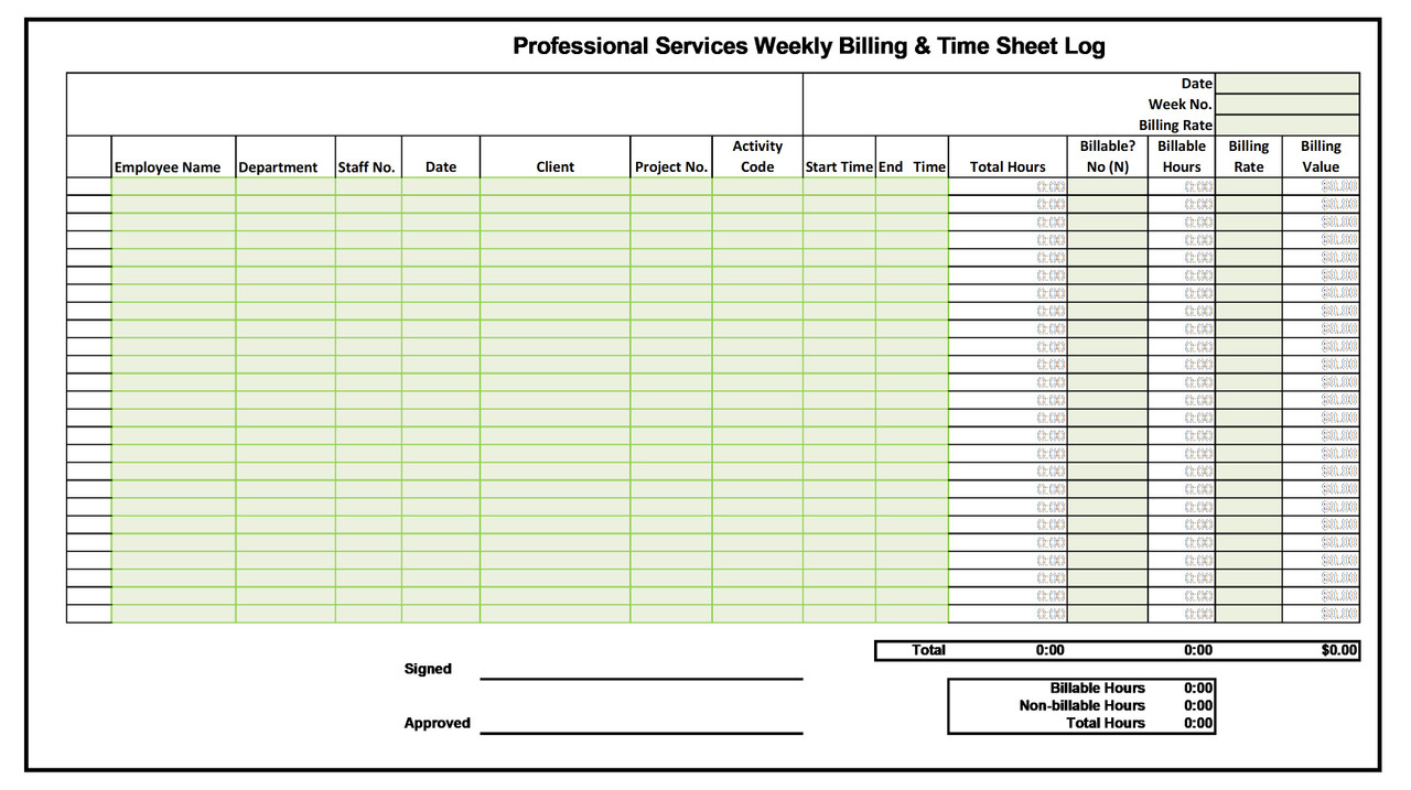 Professional Services Billing & Analysis Excel Timesheet Template free-billable-hours-chart-templates-timeular