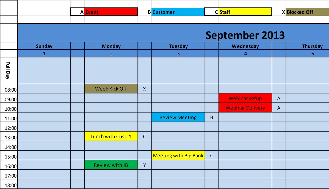 weekly itinerary template excel