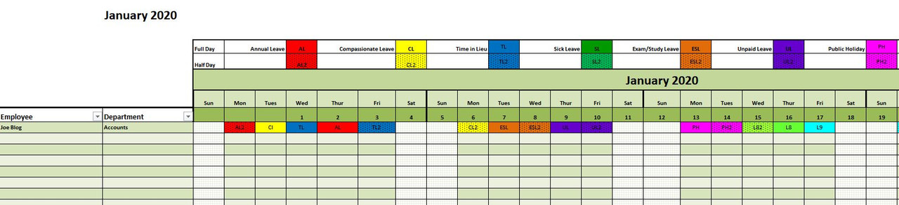 Annual Staff Leave Planner Excel Template for scheduling & management