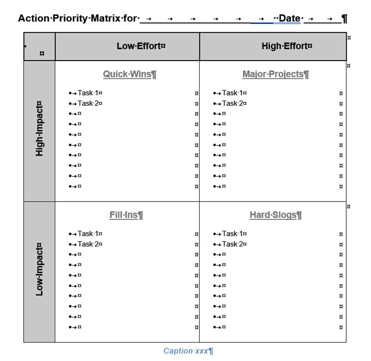 action priority matrix template