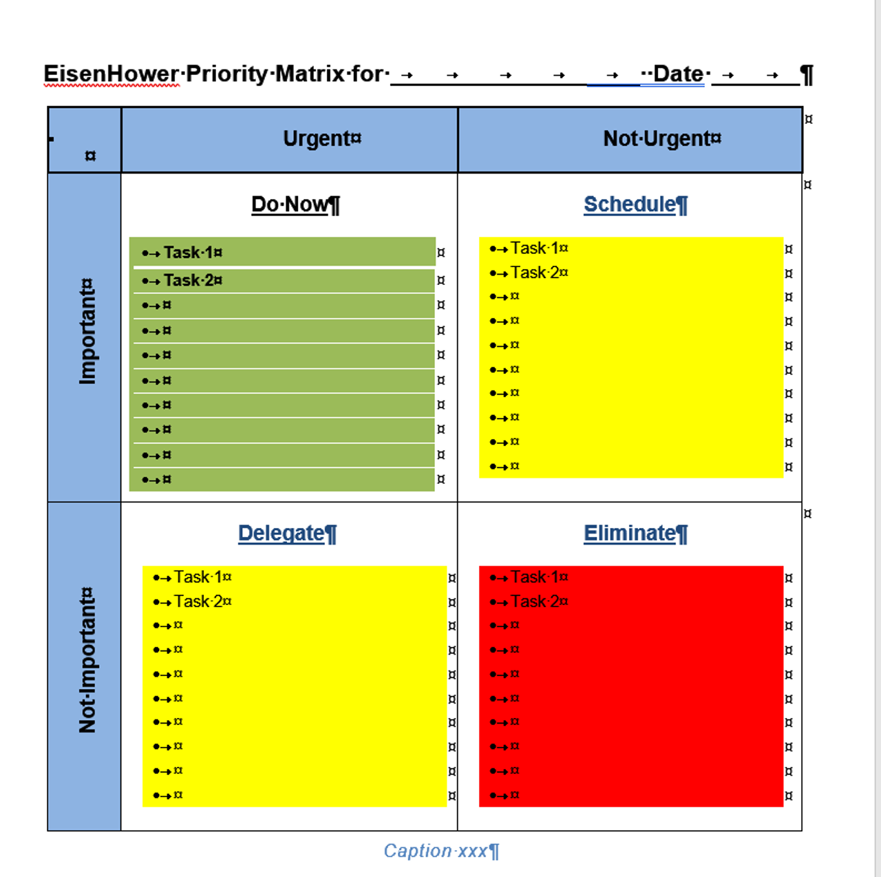 priority matrix template