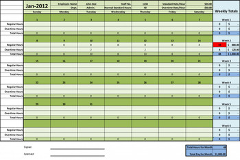 Timesheet Template Excel Monthly