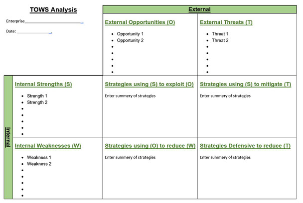 TOWS Analysis Template MS-Word Green