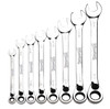 Williams 5/16-3/4 Williams Polished Chrome Reversible Ratcheting Combination Wrench Set 8 Pcs in Plastic Tray - JHWWS-1168RC