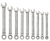 1/4"-3/4" Williams Polished Chrome Combination Ratcheting Wrench Set 9 Pcs in Pouch - JHWWS-1120NRC Pro Torque Tools