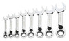 Williams 5/16-3/4 Williams Polished Chrome Reversible Stubby Ratcheting Combination Wrench Set 8 Pcs in Plastic Tray - JHWWS1168RCS