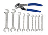 4"-5" Williams Satin Chrome Mini Double Open End Wrench & Plier Set 10 Pcs in Pouch - JHWMWS-1110 Pro Torque Tools
