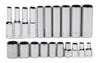Williams 1/4" Dr Deep Socket Set on Rail and Clips 12 Pt 20 Pcs - JHWWSM-20RC