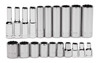 Williams 1/4" Dr Deep Socket Set on Rail and Clips 12 Pt 20 Pcs - JHWWSM-20RC Pro Torque Tools