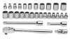 Williams 3/8" Dr Shallow Socket and Drive Tool Set Packed Keep Safe Foam in Metal Tool Box 6 & 12 Pt 29 Pcs - JHWWSMB29FTB
