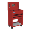 43" Williams Service Cart 3 Drawers with Lid, Rack and Shelf, Red - JHWW32C3