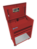 43" Williams Service Cart 3 Drawers with Lid, Rack and Shelf, Red - JHWW32C3