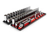 1/4 - 1", 6 - 24 MM Tekton 3/8" Dr Shallow and Deep Socket and Ratchet Set with Rails and Trays 6 Pt 74 Pcs - SKT13301 New Pro Torque Tools