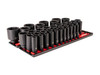 8 - 50 MM Tekton 1/2" Dr Deep Impact Socket Set with Rails and Tray 6 Pt 39 Pcs - SID92113 New Pro Torque Tools