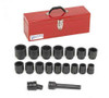 7/8 - 2" Williams 3/4" Dr Shallow Impact Socket Set 6 Pt 18 Pcs & Tool Box - WS-6-18TB Pro Torque Tools