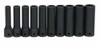 10 - 19MM Williams 1/2" Dr Deep Impact Socket Set 6 Pt 10 Pcs - MS-14-10HRC Pro Torque Tools
