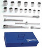 1/2 - 3" Williams 1" Dr Socket and Drive Tool Set 12 Pt 19 Pcs & Metal Tool Box - JHWWSX-21TB Pro Torque Tools