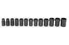 Williams 3/8 - 3/4 - 10 - 17MM Williams Turbosocket Salvage Socket Set On Clip Rail, SAE and Metric 13 Pc- JHWTSCS3813 
